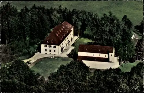 Ak Petersberg Erdweg Oberbayern, Kirche, Haus Petersberg, Kath. Landvolkshochschule, Fliegeraufnahme