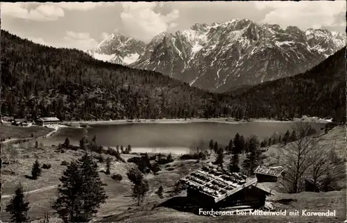 Ak Mittenwald in Oberbayern, Ferchensee mit Karwendel