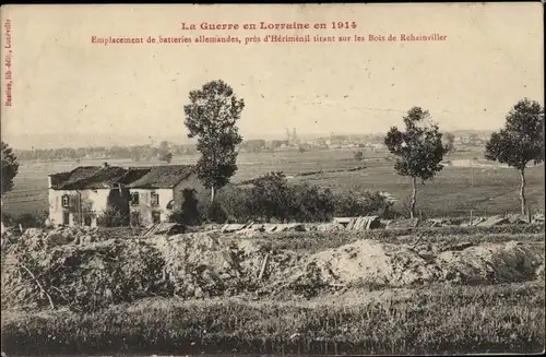 Ak Hériménil Meurthe et Moselle, La Guerre en Lorraine, 1914, Emplacement de batteries allemandes