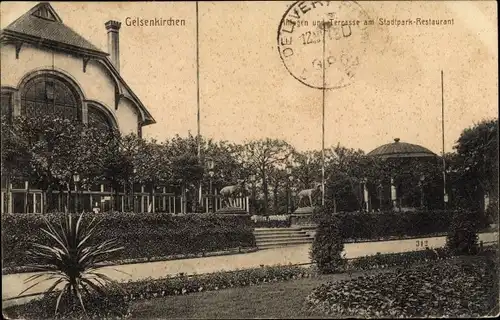 Ak Gelsenkirchen im Ruhrgebiet, Stadtpark Restaurant, Anlagen und Terrasse