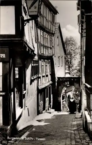 Ak Schlitz im Vogelsbergkreis, Friedrich Weis, Buchandlung, Gasse