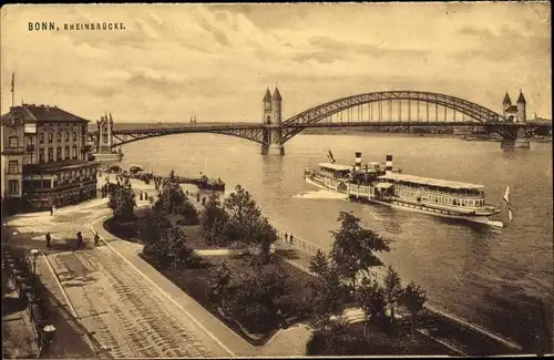 Ak Bonn in Nordrhein Westfalen, Rheinbrücke, Salondampfer