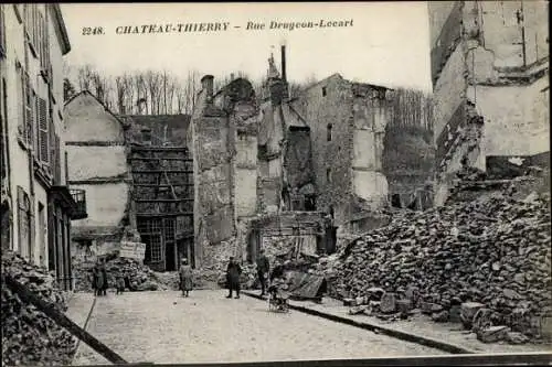 Ak Château Thierry Aisne, Rue Drugeon Lecart, Kriegszerstörung 1. WK