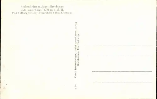 Ak Walburg Hessisch Lichtenau in Hessen, Ferienheim Jugendherberge Meissnerhaus