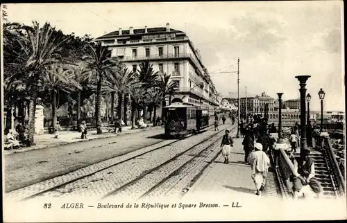 Ak Algier Alger Algerien, Boulevard de la Republique, Square Bresson