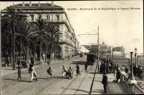 Ak Algier Alger Algerien, Boulevard de la Republique, Square Bresson