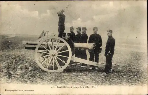 Ak Camp de Mailly Aube, L'Artillerie, Feu, französisches Geschütz