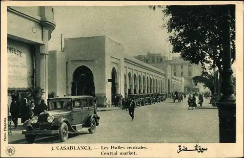 Ak Casablanca Marokko, Le Halles centrales, Central Market, Automobile