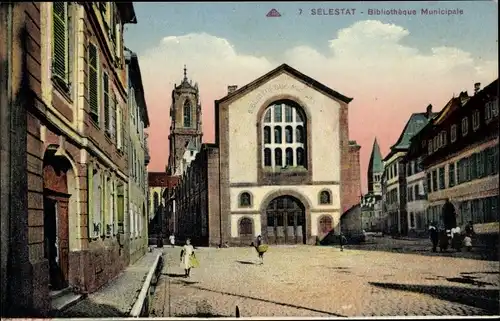 Ak Sélestat Schlettstadt Elsass Bas Rhin, Bibliotheque Municipale