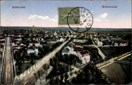 Ak Sélestat Schlettstadt Elsass Bas Rhin, Blick auf den Ort