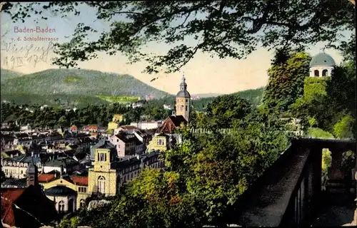 Ak Baden Baden, Blick von der Schlossterrasse