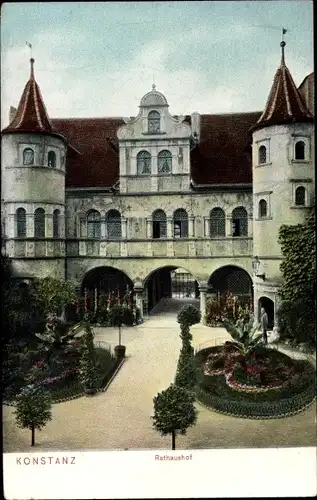 Ak Konstanz Bodensee, Rathaushof, Gartenanlagen