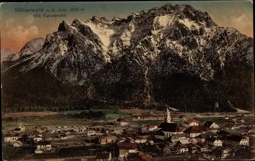 Ak Mittenwald in Oberbayern, Karwendel, Panorama