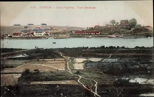 Ak Tonkin Vietnam, Sept Pagodes, Vue générale
