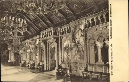 Ak Hohenschwangau Schwangau im Ostallgäu, Schloss Neuschwanstein, Festsaal, Sängersaal