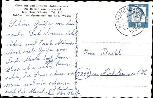 Ak Bernkastel Kues an der Mosel, Gaststätte und Pension Schützenhaus