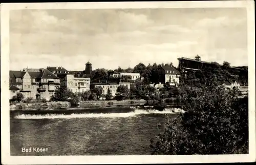 Ak Bad Kösen Naumburg an der Saale, Blick auf den Ort, Wehr, Gradierwerk