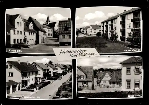 Ak Waiblingen in Württemberg, Kirchpartie, Neues Viertel, Uhlandstraße, Ortspartie