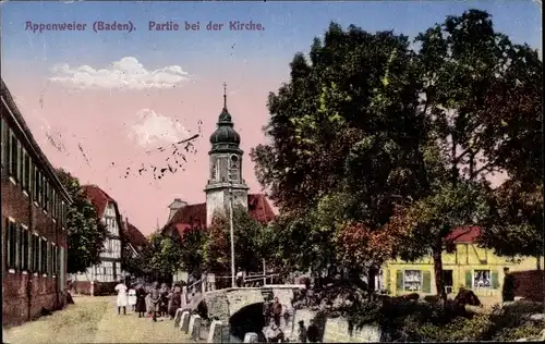 Ak Appenweier in Baden Schwarzwald, Partie bei der Kirche