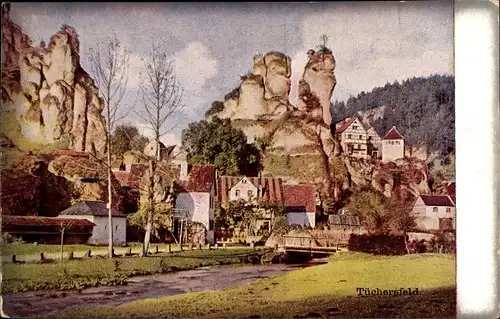 Ak Tüchersfeld Pottenstein Oberfranken, Teilansicht, Felsen, E. Nister