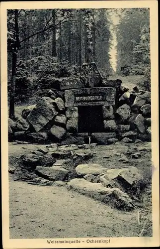 Ak Neubau Fichtelberg im Fichtelgebirge Oberfranken, Weissmainquelle, Ochsenkopf