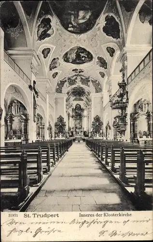 Ak Münstertal im Schwarzwald, Kloster St. Trudpert, Inneres der Klosterkirche