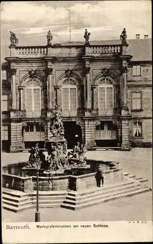 Ak Bayreuth in Oberfranken, Markgrafenbrunnen am neuen Schloss