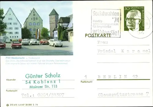 Ganzsachen Ak Neckarsulm in Baden Württemberg, Deutschordensschloss