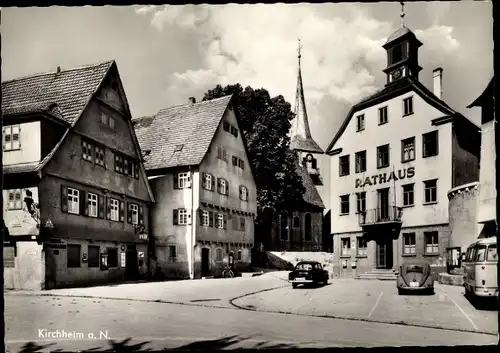 Ak Kirchheim am Neckar, Rathaus, Häuser, Autos