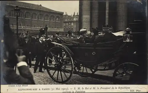 Ak Paris, König Alfons XIII von Spanien, französischer Präsident Émile Loubet