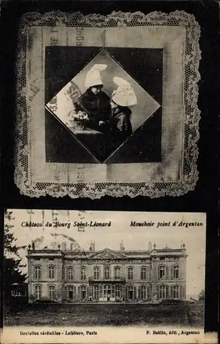 Ak Le Bourg Saint Léonard Orne, Le Chateau, Tracht, Serviette