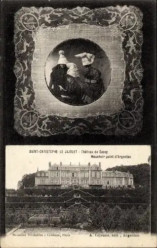 Ak Argentan Orne, Saint Christophe de Jajolet, Chateau de Sassy, Tracht, Serviette