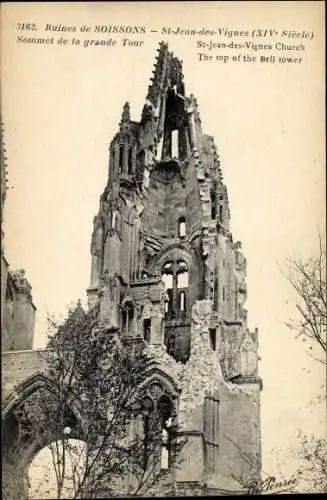 Ak Soissons Aisne, St. Jean des Vignes, Kriegszerstörungen, I. WK