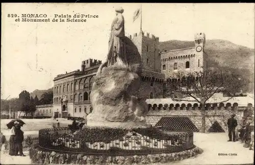 Ak Monaco, Palais du Prince et Monument de la Science