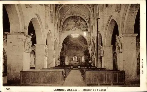 Ak Leoncel Drôme, Interieur de l'Eglise