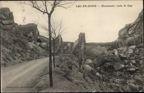Ak Luc en Diois Drôme, Eboulement, route de Gap
