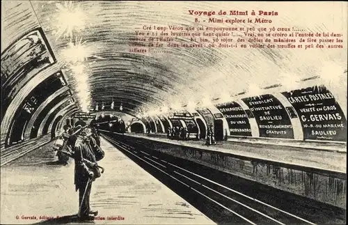 Ak Paris, Voyage de Mimi, Mimi explore le Métro, U-Bahnhof