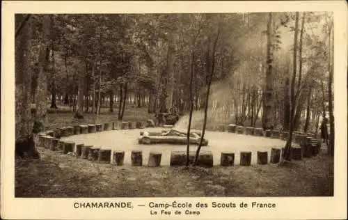 Ak Chamarande Essonne, Camp Ecole des Scouts de France, Le Feu du Camp
