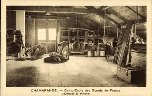 Ak Chamarande Essonne, Camp École des Scouts de France, Pfadfinder, L'Entrepot du Materiel