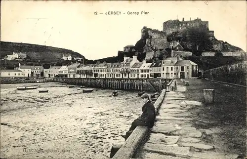 Ak Gorey Jersey Kanalinseln, Pier, Ruine, Ortschaft