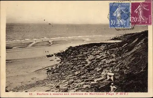 Ak Merlimont Pas de Calais, Strand