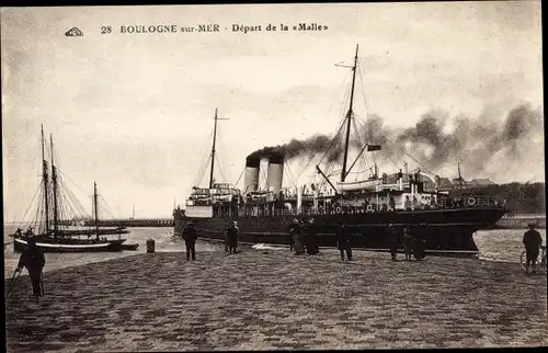 Ak Boulogne sur Mer Pas de Calais, Départ de la Malle