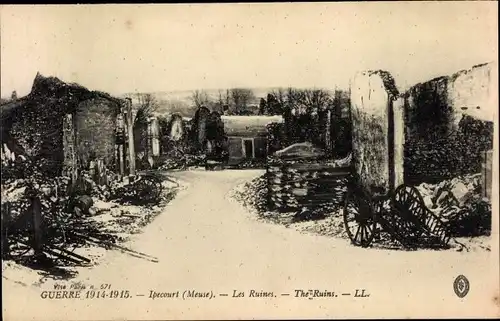 Ak Ippécourt Mause, Guerre 1914-1915, Les Ruines, The Ruins