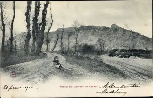 Ak Saint Peray Ardèche, Ruines du Chateau de Crussol