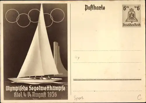 Olympische Segelwettkämpfe AK, Kiel, 4.-14. August 1936