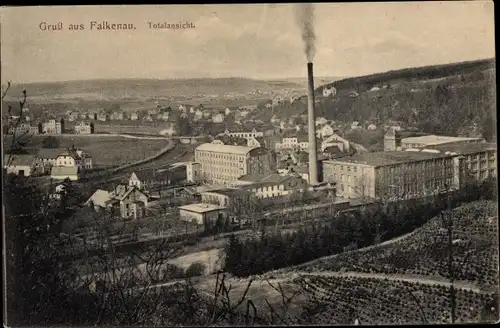 Ak Falkenau Flöha in Sachsen, Gesamtansicht, Fabrik