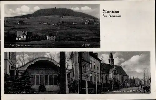 Ak Bärenstein im Erzgebirge, Annaberger Straße, Kirche, Kriegerdenkmal, Der Bärenstein