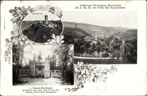 Ak Stromberg im Hunsrück, Füstenburg, v. Nasse Denkmal, Panorama vom Ort