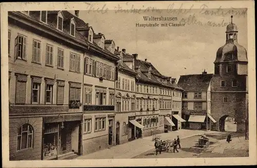 Ak Waltershausen in Thüringen, Hauptstraße, Claustor, Geschäfte