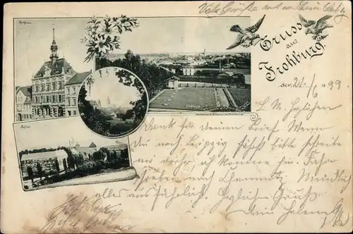 Ak Frohburg in Sachsen, Rathaus, Schloss, Totalansicht